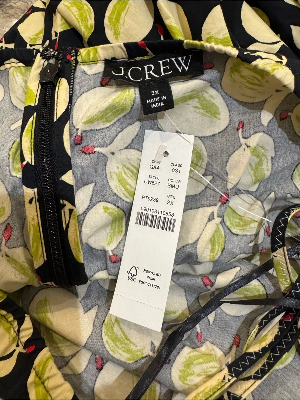 J. Crew Plus XXL  HULTER DRESS IN LEMON PRINT midi 100% cotton poplin NWT